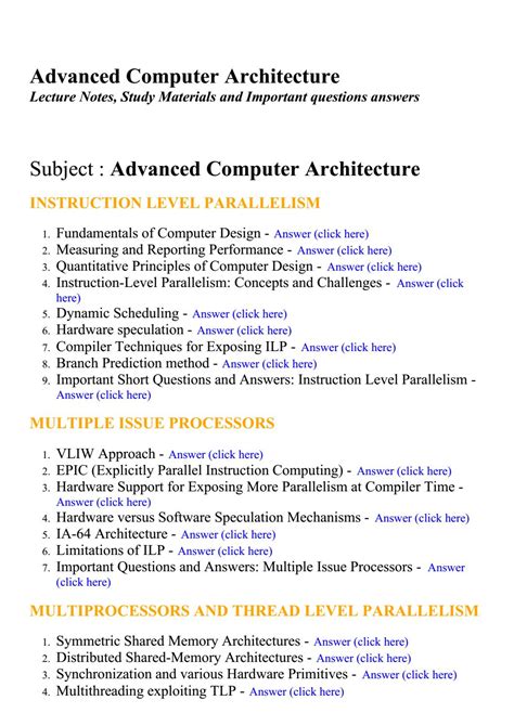 advanced computer architecture lecture notes study materials