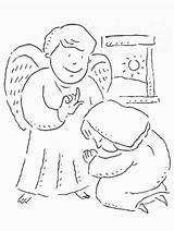Mary Coloring Angel Gabriel Pages Annunciation School Christmas Joseph Story Clipart Kids Visits Bible Children Sunday Angels Colouring Wonderful Visit sketch template