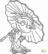 Angelica Coloring Pages Japanese Umbrella Drawing Printable sketch template