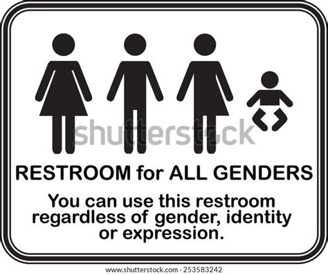 Funny Restroom Sign All Gender Fully Stock Vector Royalty Free 253583242