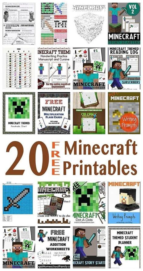 minecraft printables homeschool giveaways