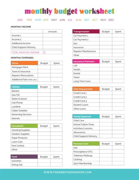 printable budget worksheets  pages freebie finding mom