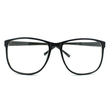 black large nerdy geek old school clear lens thin horn rim eye glasses