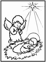 Nativity Coloring Pages Angel Kids Jesus Printable sketch template