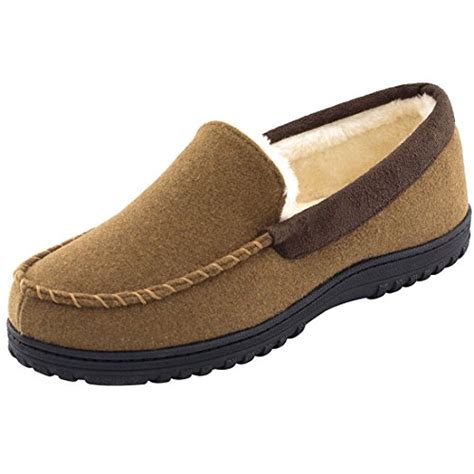 hometop mens wool micro suede moccasin slippers deals  savealoonie