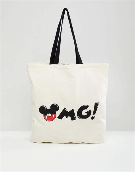 bershka mickey mouse logo shopper white tote bag white handbag mouse logo mouse print white