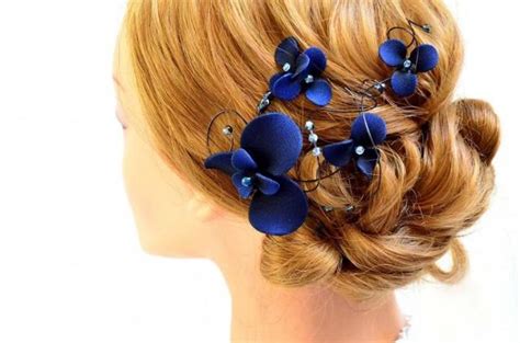navy blue fascinator bridesmaids navy head piece wedding hair clip