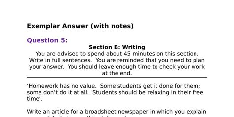 english language paper  question  newspaper article model answer