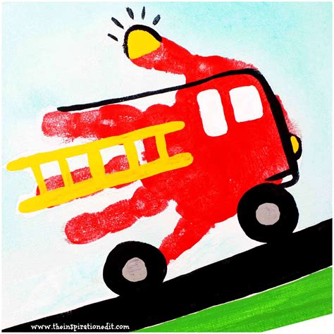preschool fire truck craft handprint art  inspiration edit