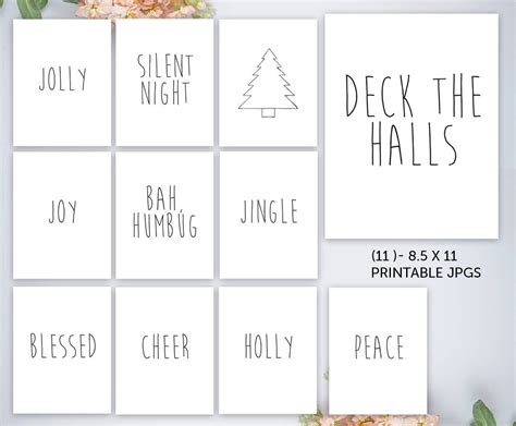 rae dunn inspired christmas printable wall art jpg files