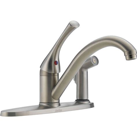 delta classic single handle standard kitchen faucet  side sprayer  stainless  ss dst