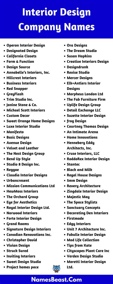 interior design company names   interior design business