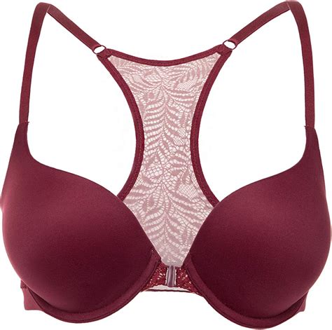 dobreva women s lace racerback push up front closure bra tshirt plunge