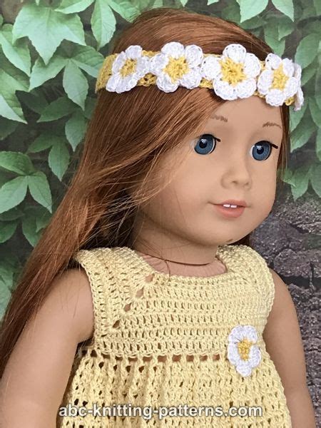Abc Knitting Patterns Daisy Sundress For 18 Inch Dolls Crochet Doll