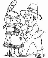 Coloring Pilgrim Thanksgiving Pages Indian Pilgrims Girl Boy Little Giving Kids Native Printable Sheet Indians Sheets American Cute Wishbone Color sketch template