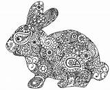 Coloring Easter Adult Bunny Zentangle Pages Rabbit Sheets Doodle Colouring sketch template