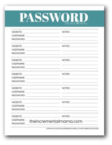 printable password keeper printables   instantly