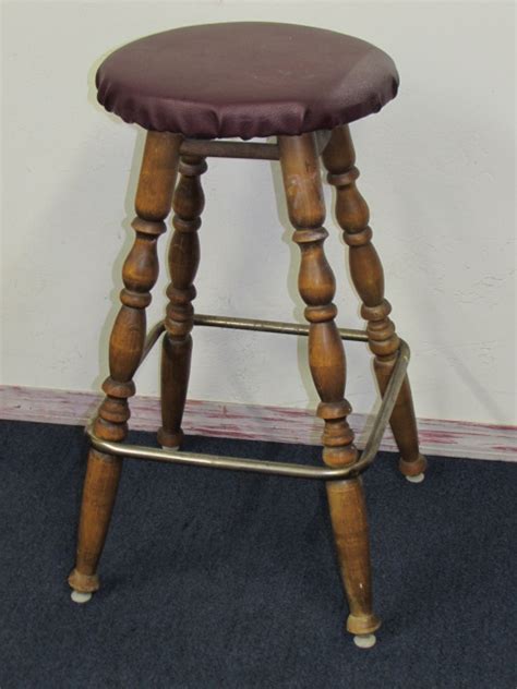 lot detail cute bar stool with turned legs and metal foot rest