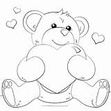Bear Teddy Coloring Heart Pages sketch template