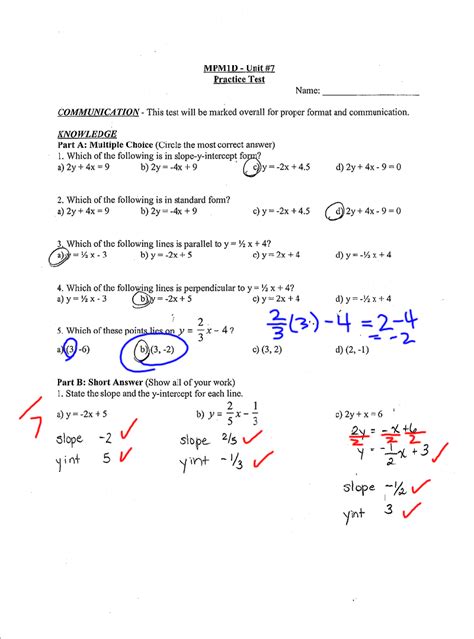 grade  academic math practice test answers