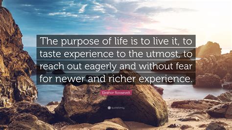 eleanor roosevelt quote  purpose  life      taste experience   utmost