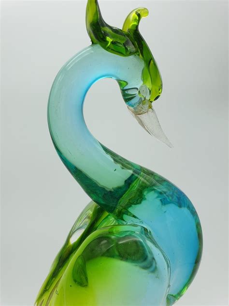 Vintage Murano Glass Multicolor Bird Of Paradise Sculpture By Cenedese