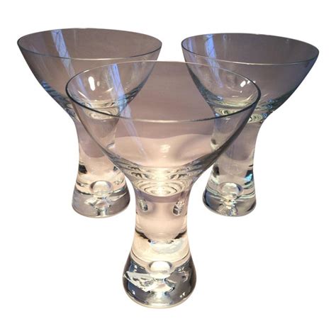 Vintage Hand Blown Crystal Weighted Martini Glasses Set Of 3 Chairish