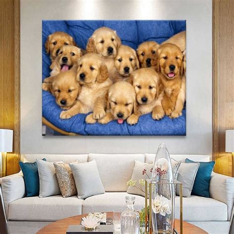 puppy wall art dogs canvas animal prints animal paintings etsy