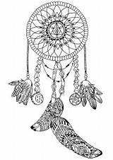 Coloring Dreamcatcher Dreamcatchers Pages Adults Print Beautiful sketch template
