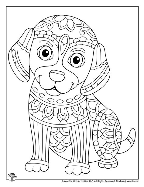 puppy dog animal adult coloring page woo jr kids activities