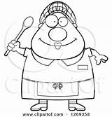 Lunch Lady Clipart Cartoon Chubby Illustration Depressed Holding Spoon Royalty Happy Cory Thoman Vector Caucasian Poster Print 2021 Clipartof sketch template