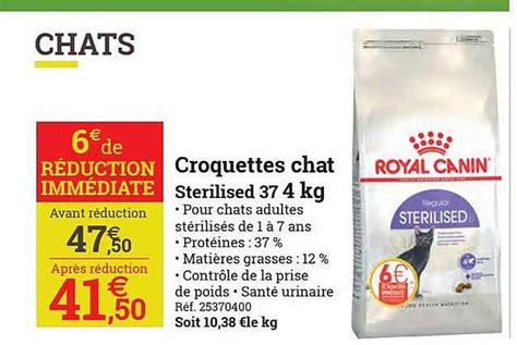 Promo Croquettes Chat Sterilised 37 4 Kg Royal Canin Chez Espace Emeraude