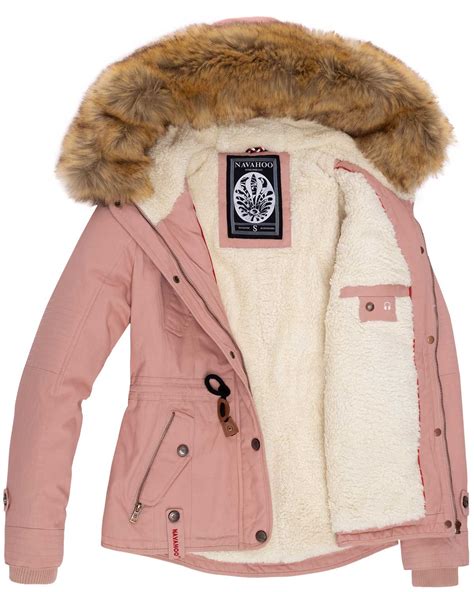 navahoo ladies winter jacket hood faux fur winter jacket parka teddy fur   ebay