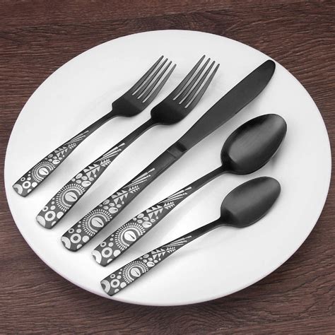 matte black silverware set stainless steel flatware set etsy