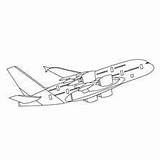Avion Airbus A380 Volando sketch template
