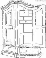 Coloring Pages Wardrobe Cabinet Furniture Magic sketch template