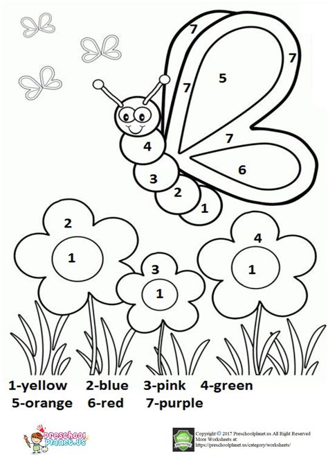 color  number spring worksheet  kids   number spring works