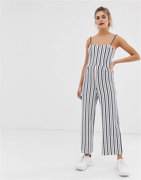 bershka jumpsuit  weiss gestreift asos