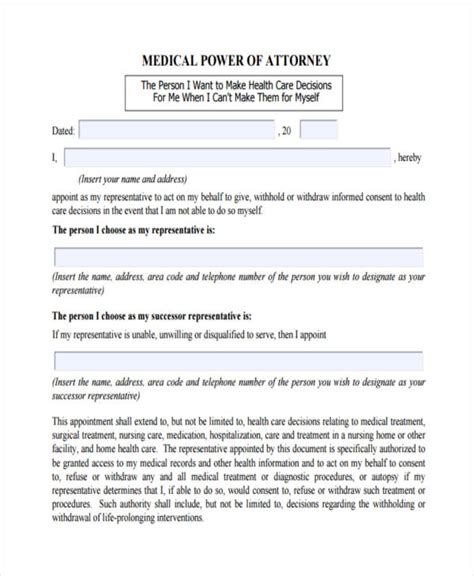 blank printable medical power  attorney forms  printable