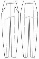 Flat Drawing Template Sketch Trousers Technical Sketches Fashion Tapered Pants Long Croquis Flats Trouser Visit 1920 High Templates Waisted sketch template