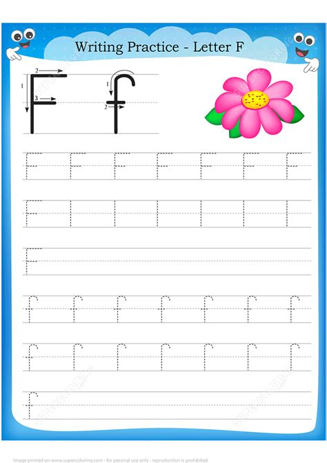 letter    flower handwriting practice worksheet  printable