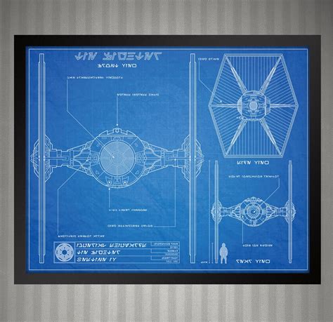 star wars tie fighter blueprint style print  etsy