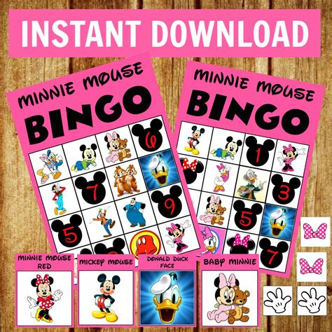 bingo cards minnie mouse bingo game set  kidspartypixel