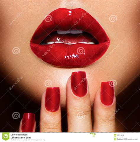 sexy lips and nails closeup royalty free stock image image 32717076