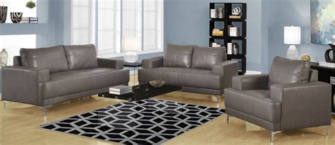 gy charcoal gray bonded leather living room set  monarch