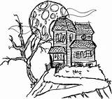 Haunted Coloring House Pages Drawing Mansion Spooky Printable Sketch Simple Hill Color Houses Kids Castle 3d Halloween Printables Print Mansions sketch template