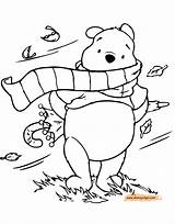 Coloring Pooh Winnie Pages Fall Disney Printable Scarf Disneyclips Wearing Book Funstuff sketch template