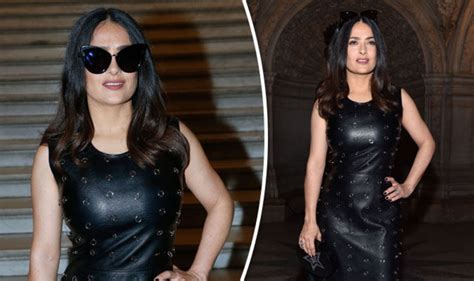 salma hayek oozes sex appeal in dominatrix style outfit for pfw celebrity news showbiz and tv
