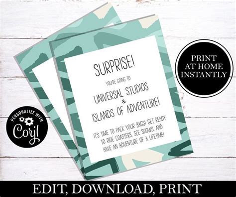 surprise youre   universal studios printable printable templates