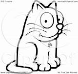 Sitting Cat Cartoon Happy Coloring Clipart Outlined Vector Thoman Cory Regarding Notes sketch template